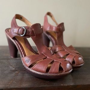 Born Leather Caged-toe Sandals/ Heels